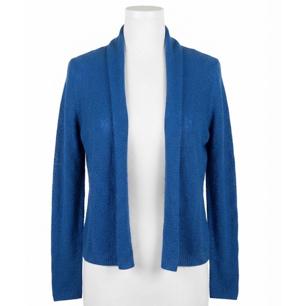 Lilly Pulitzer Blue Cotton Blend Open Front Cardigan‎ Sweater Shawl Collar XS